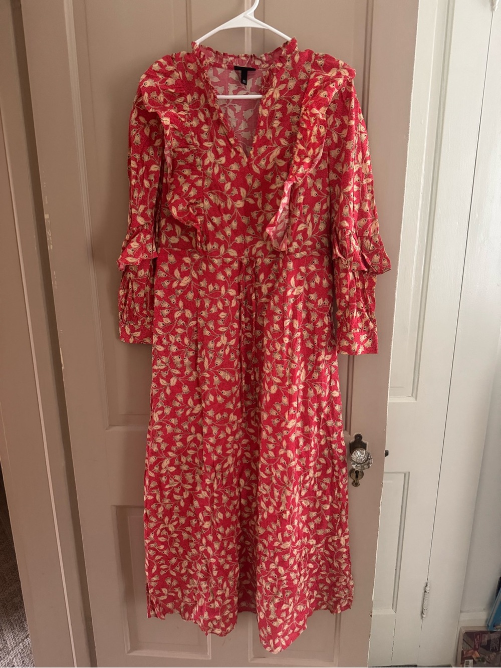 Who What Wear Red Floral Ruffle Maxi Dress
